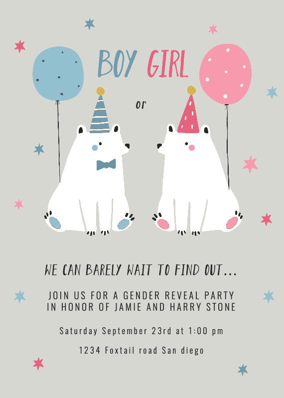 We can barely wait - gender reveal invitation