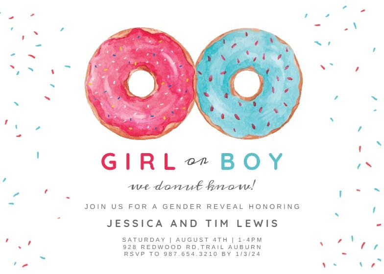 We donut know - gender reveal invitation