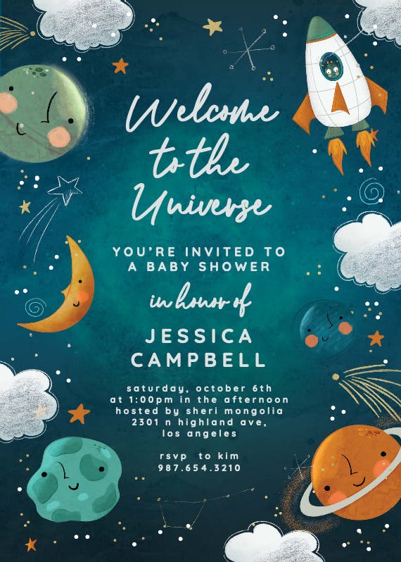 Welcome to the universe -  invitación para baby shower