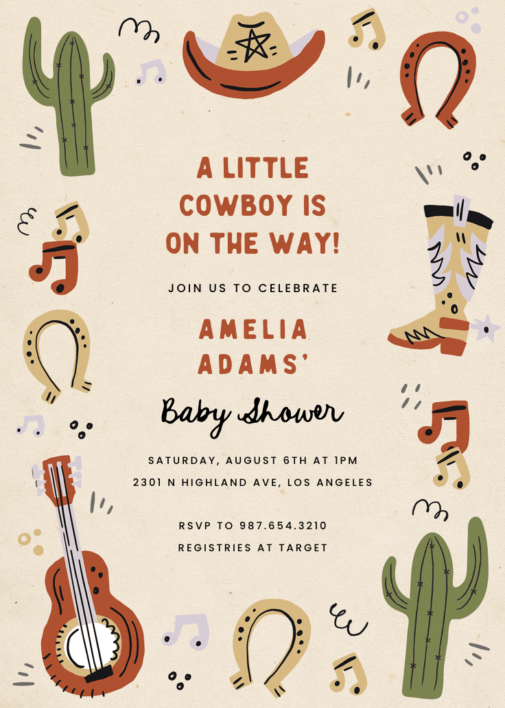 Western baby cowboy - baby shower invitation