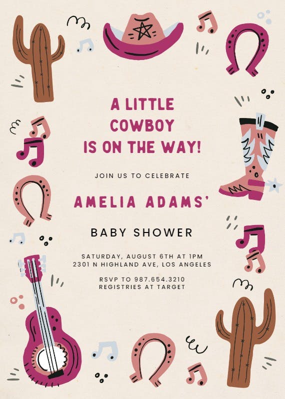 Western baby cowboy -  invitación para baby shower