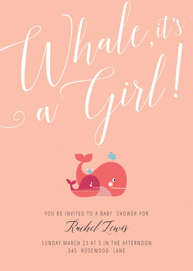 Whale it's a baby -  invitación para baby shower