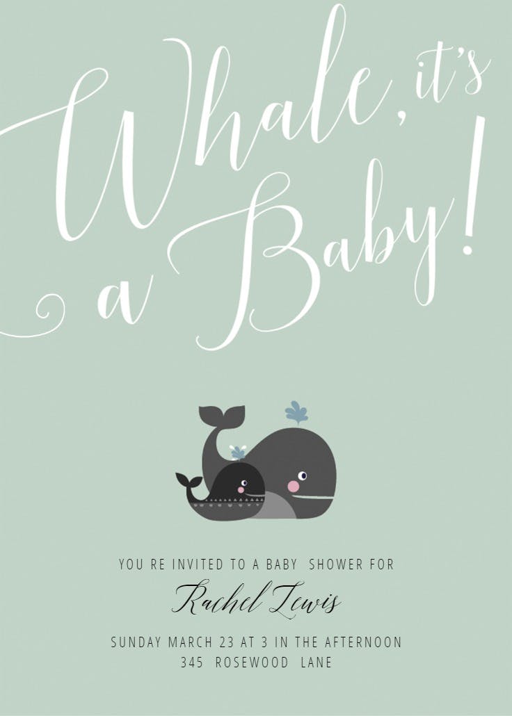 Whale it's a baby - invitación para baby shower