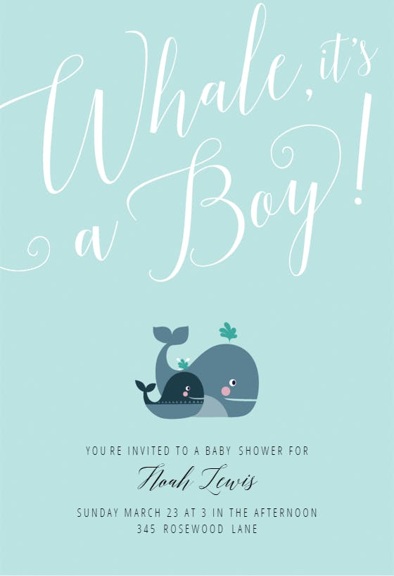 Whale it's a baby -  invitación para baby shower