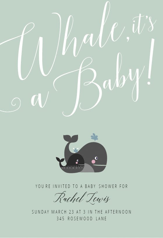 Whale it's a baby -  invitación para baby shower