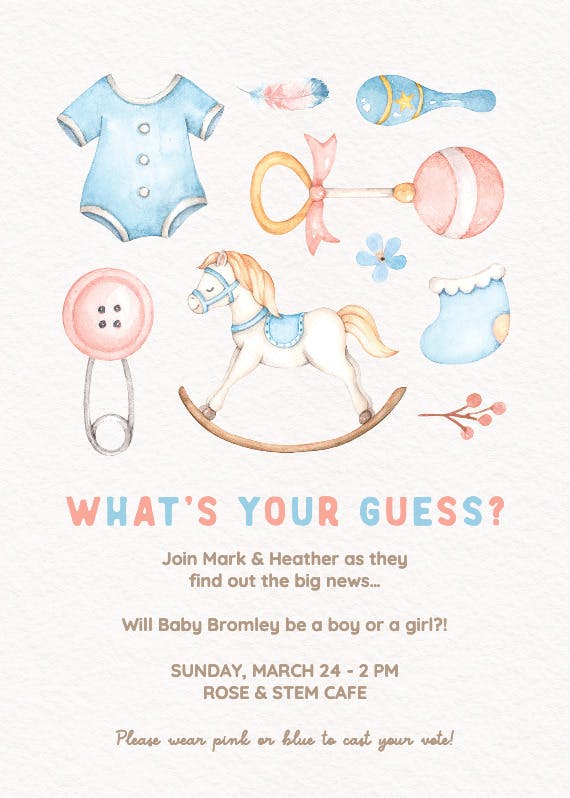 What's your guess - gender reveal invitation