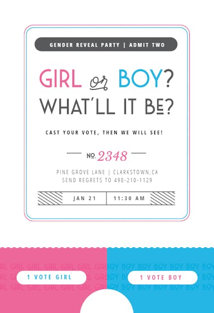 What Is Your Vote - Gender Reveal Invitation
