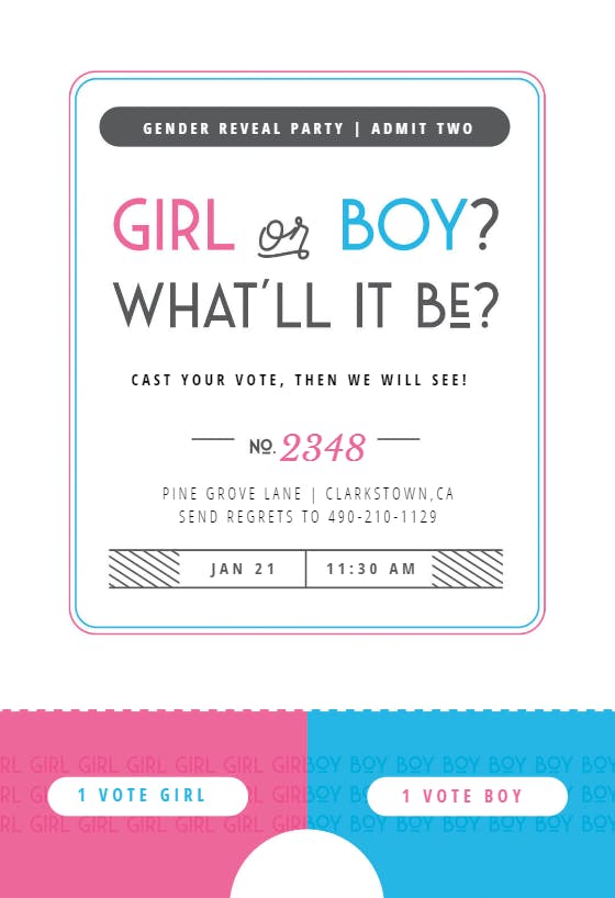 What is your vote - gender reveal invitation