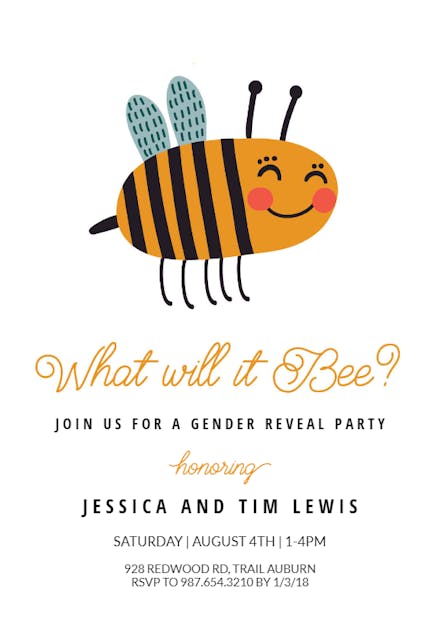 What Will It Bee Gender Reveal Invitation Template Greetings Island