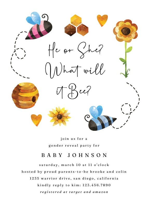What will it bee - gender reveal invitation