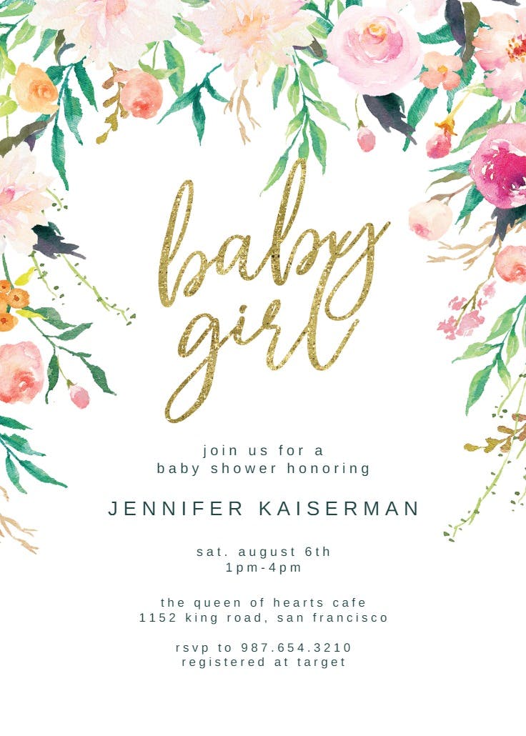 Whimsical baby girl - baby shower invitation