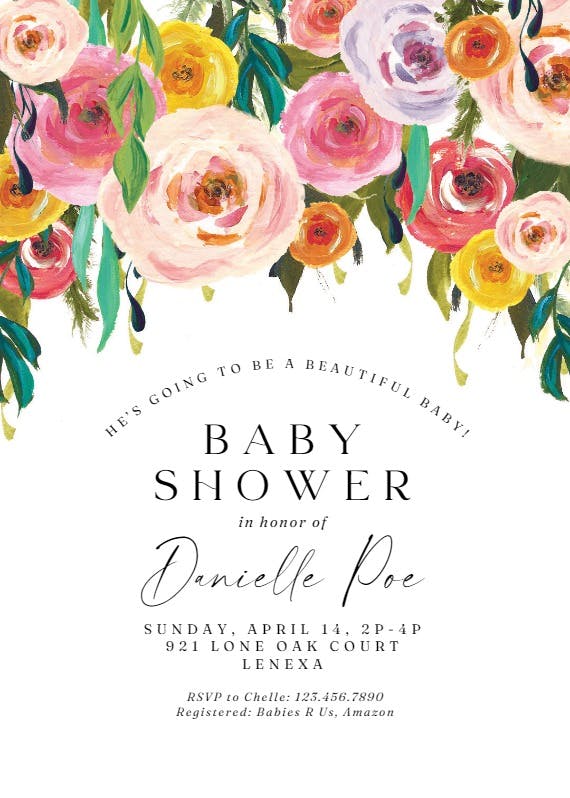 Whimsical bouquet - baby shower invitation