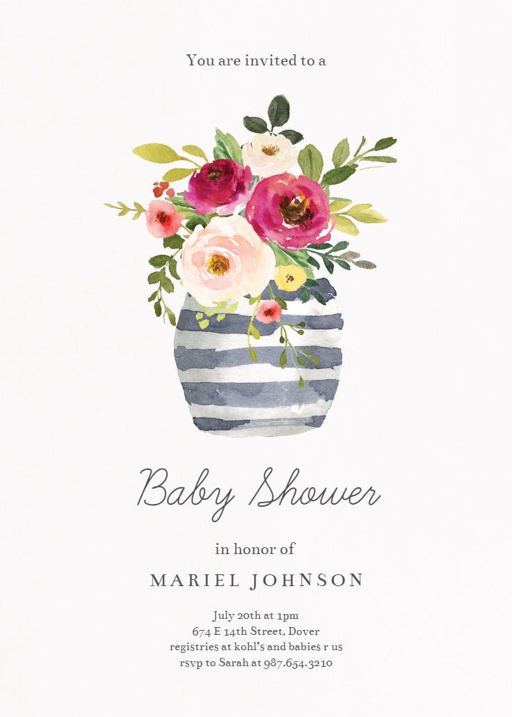 Whimsical vase - baby shower invitation