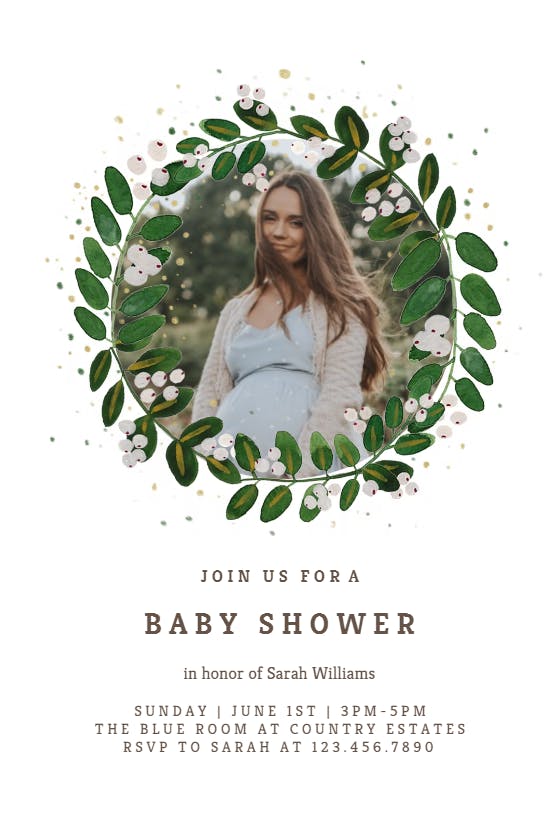 White bloom - baby shower invitation