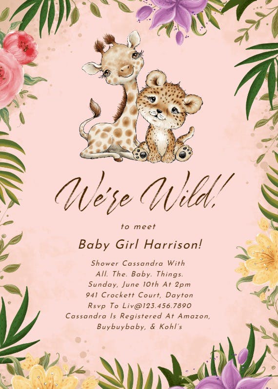 Wild and wonderful baby - baby shower invitation