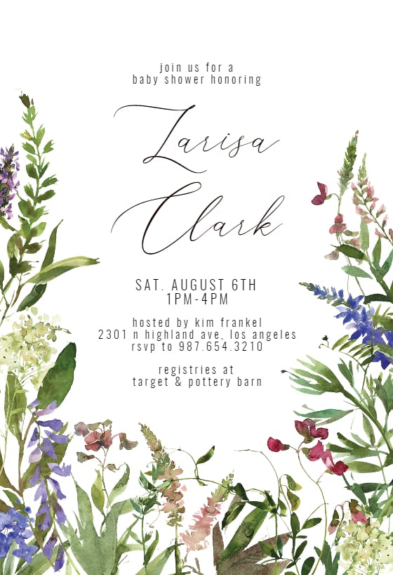 Wildflower Baby Shower Invitation