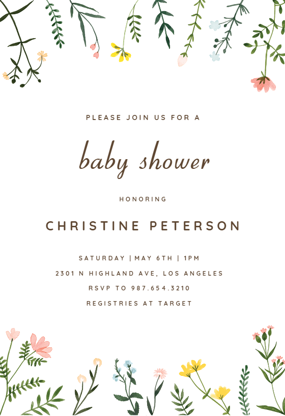 wildflower baby shower invitations