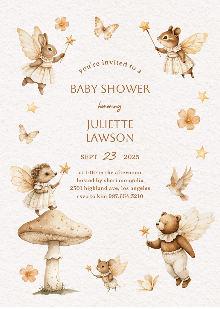 Wings on - baby shower invitation