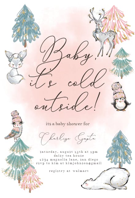 Winter Animals - Invitation Template