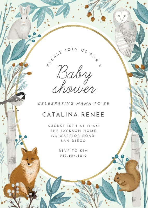 Winter frame -  invitación para baby shower de bebé niño