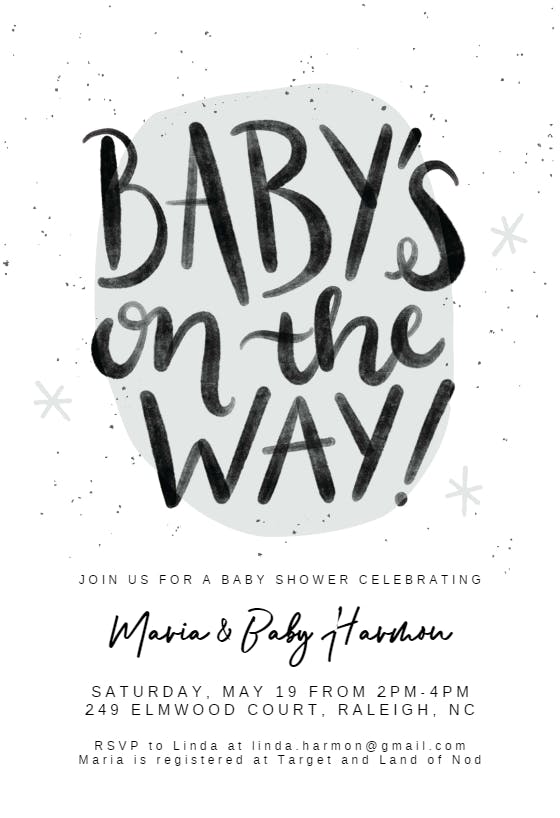 Winter hand letters - baby shower invitation