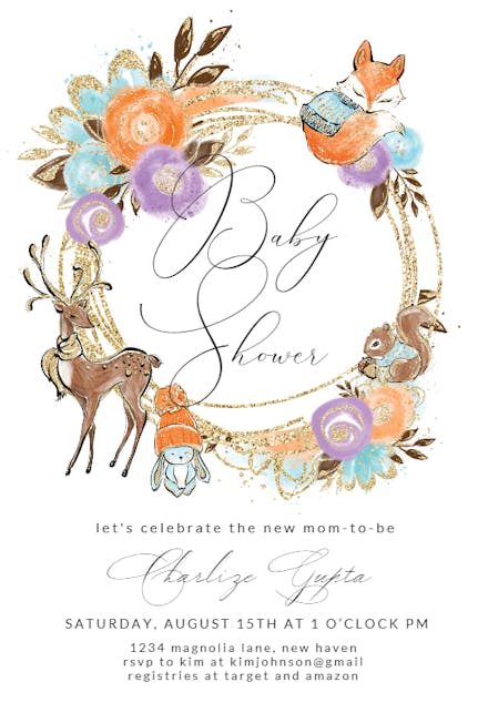 Winter Woodland - Baby Shower Invitation
