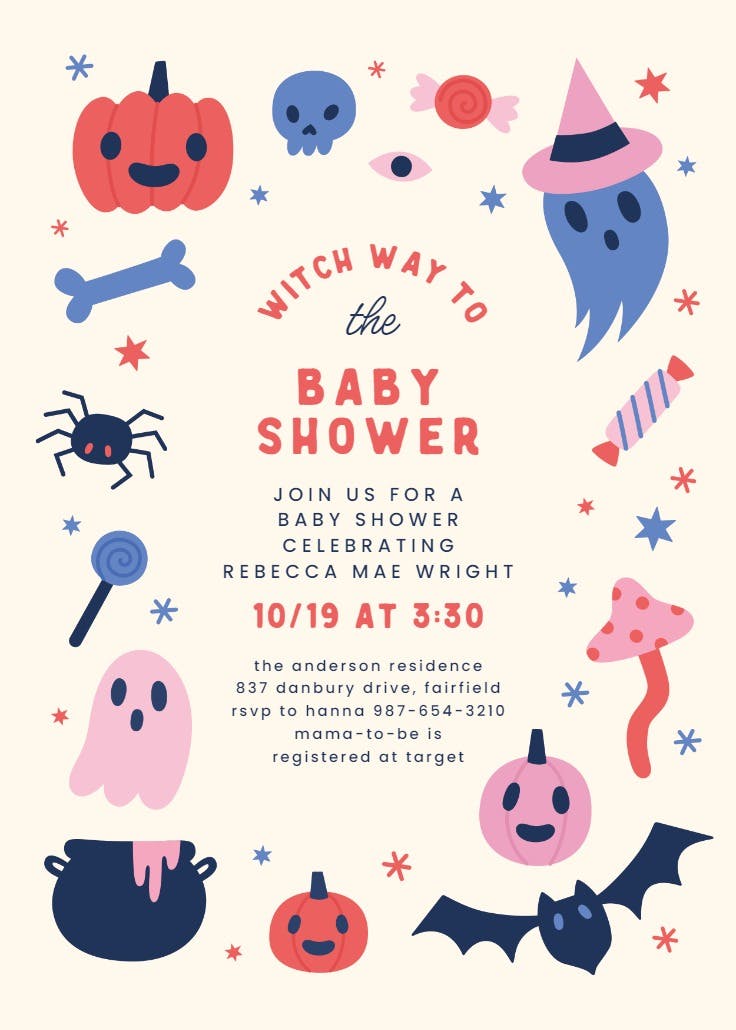 Witch way -  invitación para baby shower