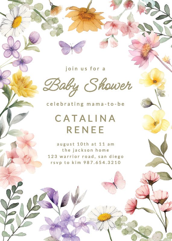 Wonderful blossoms - baby shower invitation
