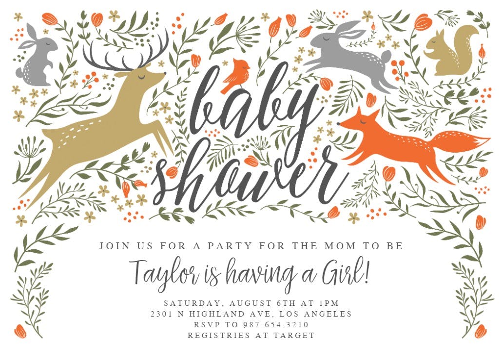 Woodland adventure - baby shower invitation