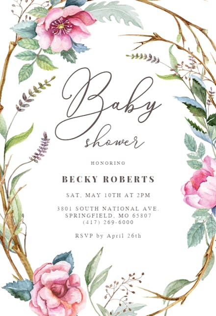 Floral Baby Shower Invitation Templates (Free) | Greetings Island