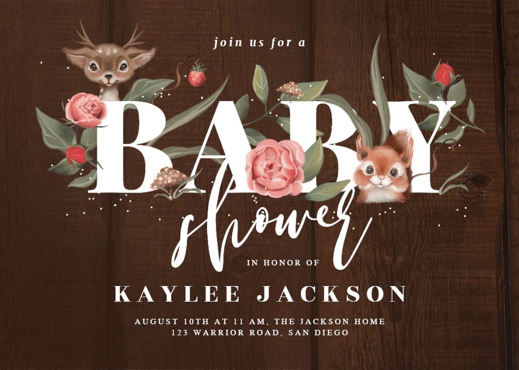 Woodland friends - baby shower invitation