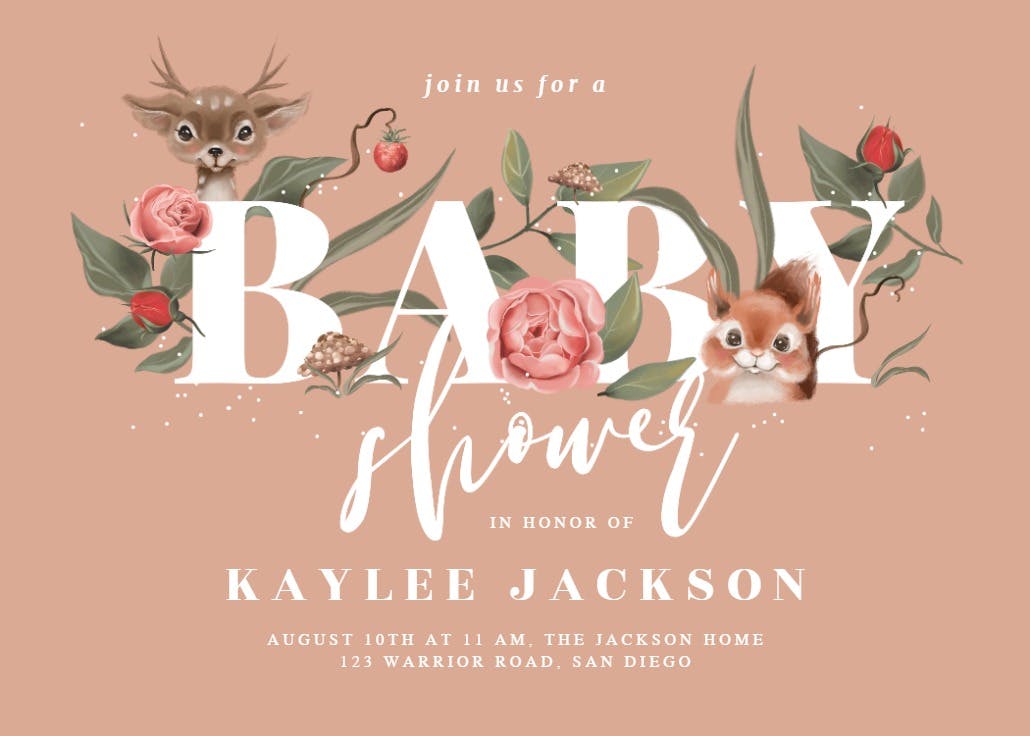 Woodland friends -  invitación para baby shower