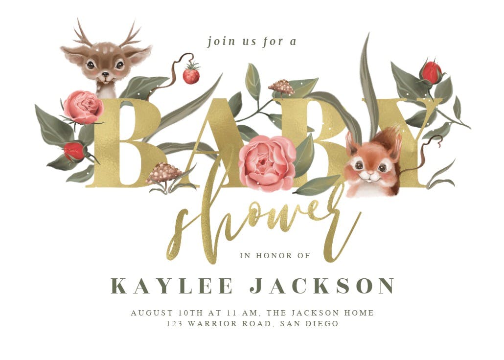 Woodland friends - baby shower invitation