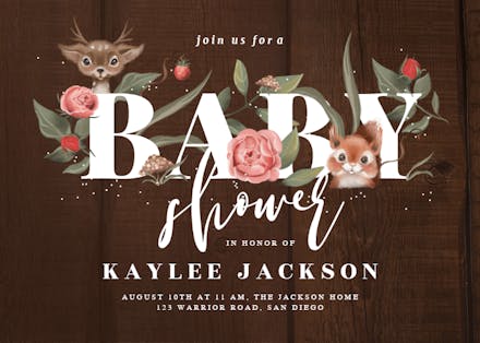 Woodland friends - baby shower invitation