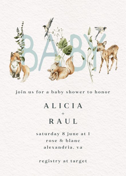 Woodland whimsy - baby shower invitation