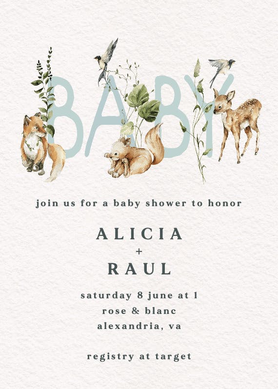 Woodland whimsy - baby shower invitation