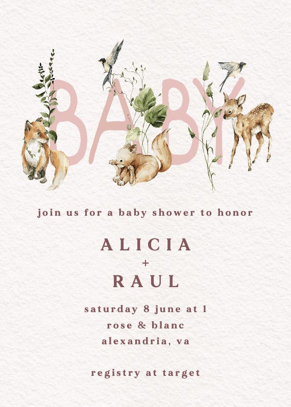 Woodland whimsy -  invitación para baby shower
