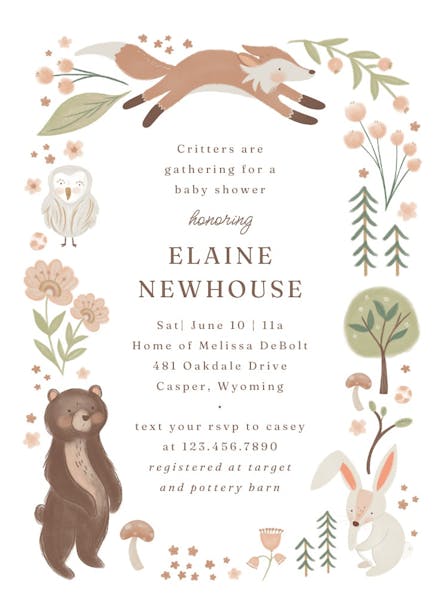 Woodland wonders - baby shower invitation