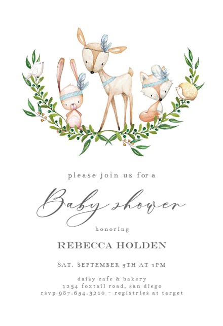 woodland baby shower invitation templates (free)  greetings