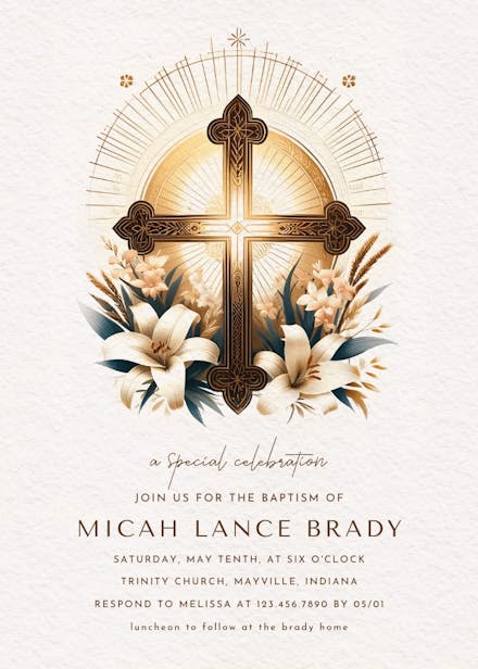 A cross of hope - baptism & christening invitation