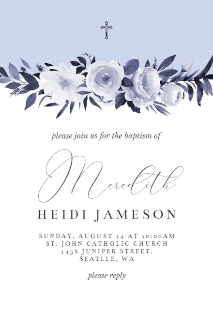 Antoiniette Florals - Baptism & Christening Invitation