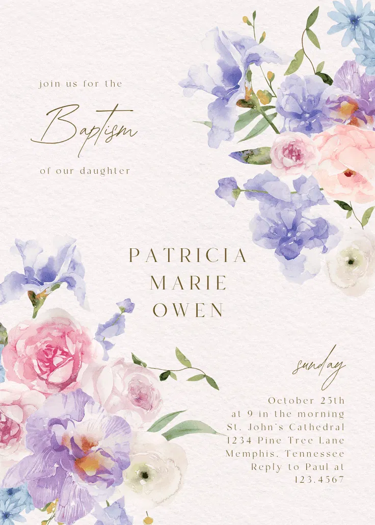 Baby blooms - vaftiz davetiyesi