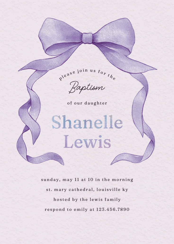 Ballerina bow - invitación de bautizo