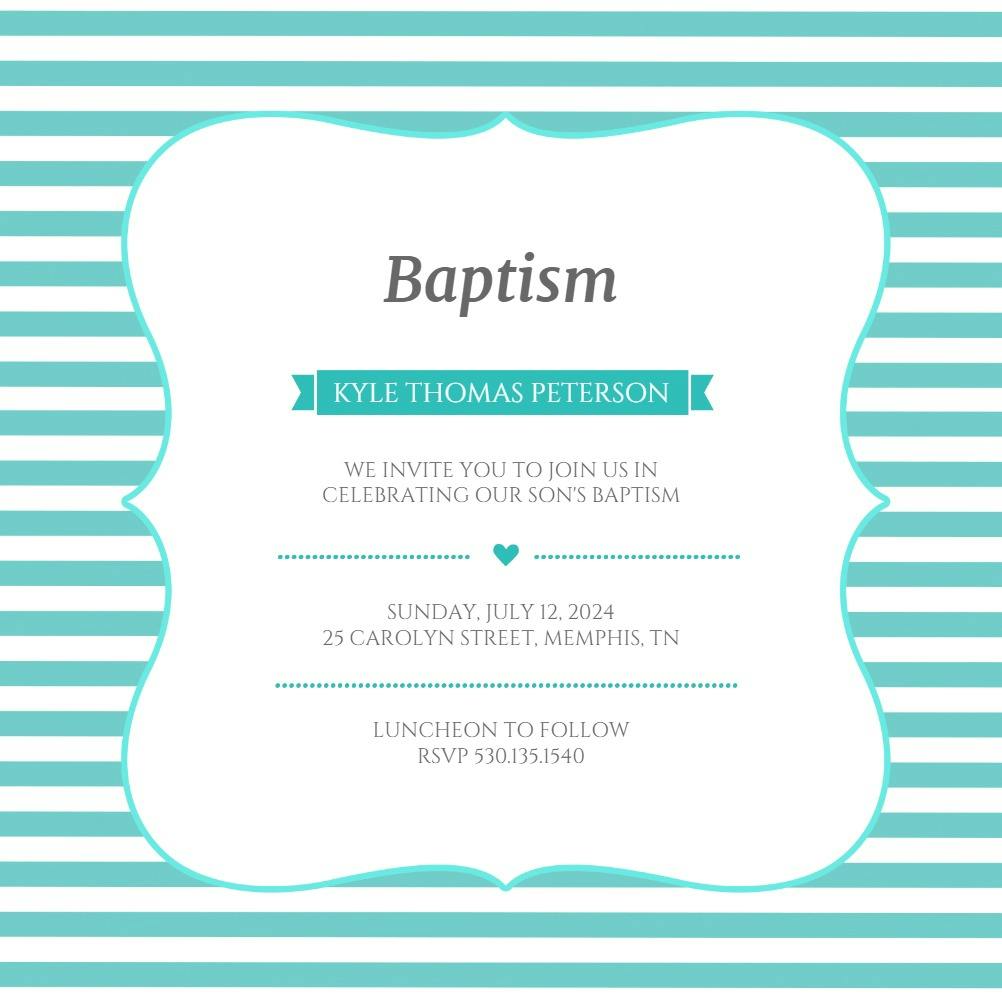 Banded square-tan - invitación de bautizo
