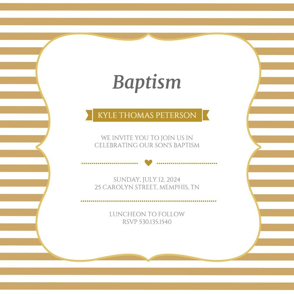 Banded square-tan - invitación de bautizo