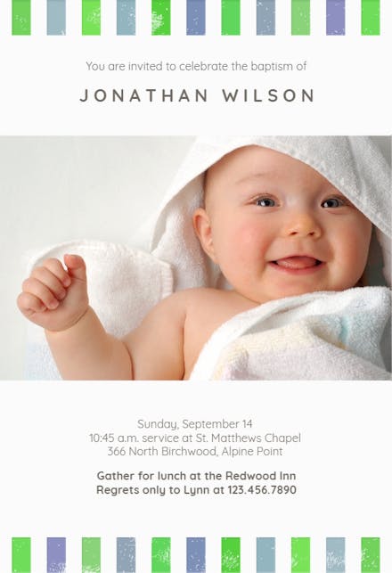 Baptism Booties Boy - Baptism & Christening Invitation