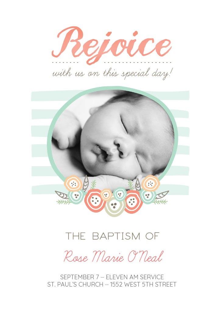 Baptism rejoicing - baptism & christening invitation