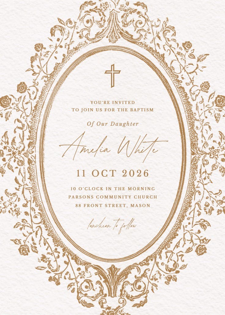 Baroque blooms - invitación de bautizo