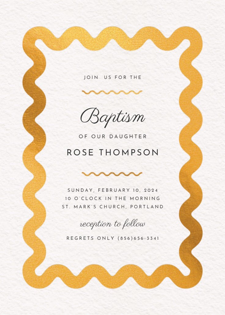 Billowing border - baptism & christening invitation