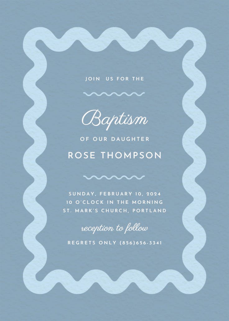 Billowing border - baptism & christening invitation